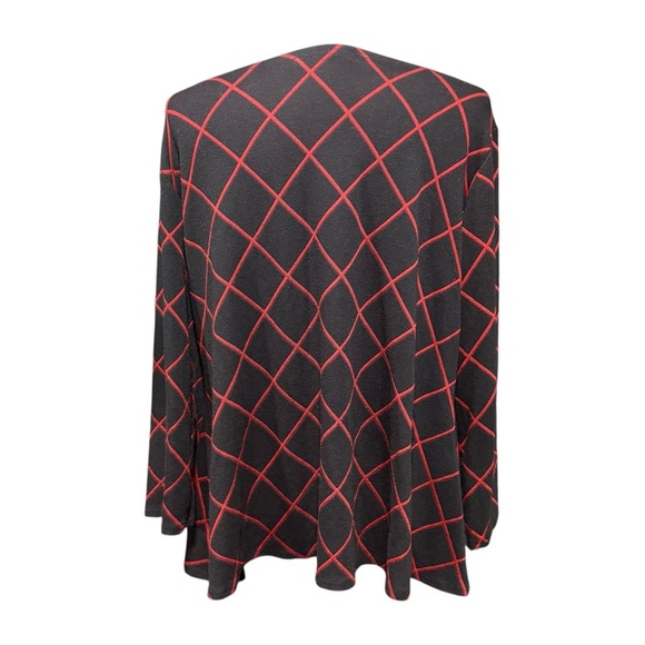 Cut Loose Diamond A-line Boatneck Top  Size L Black Red Holiday Plaid 6816552 - Picture 4 of 11